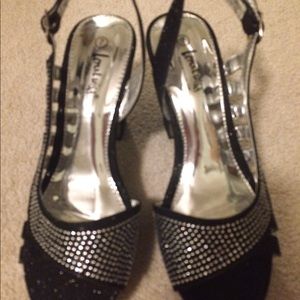 Black sparkle heels